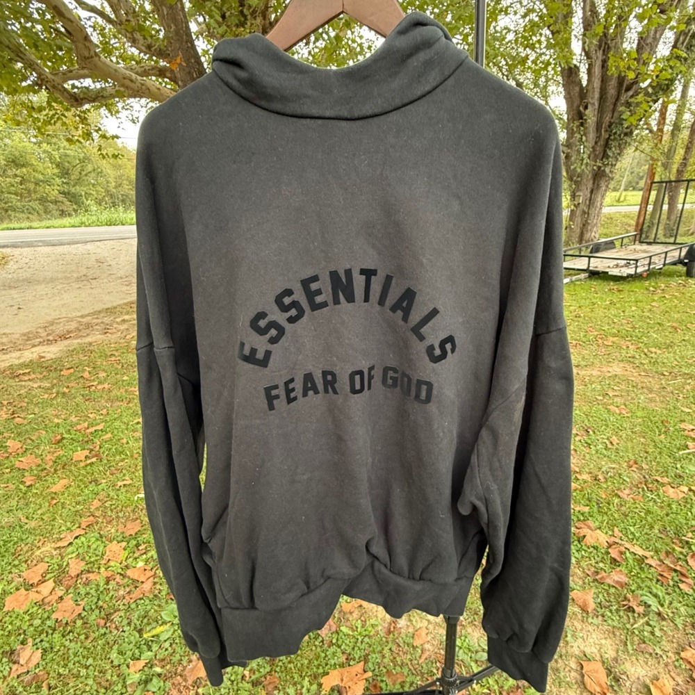Fear of God Essentials Logo Hoodie Black XL Oversized Streetwear Fleece Gorpcore